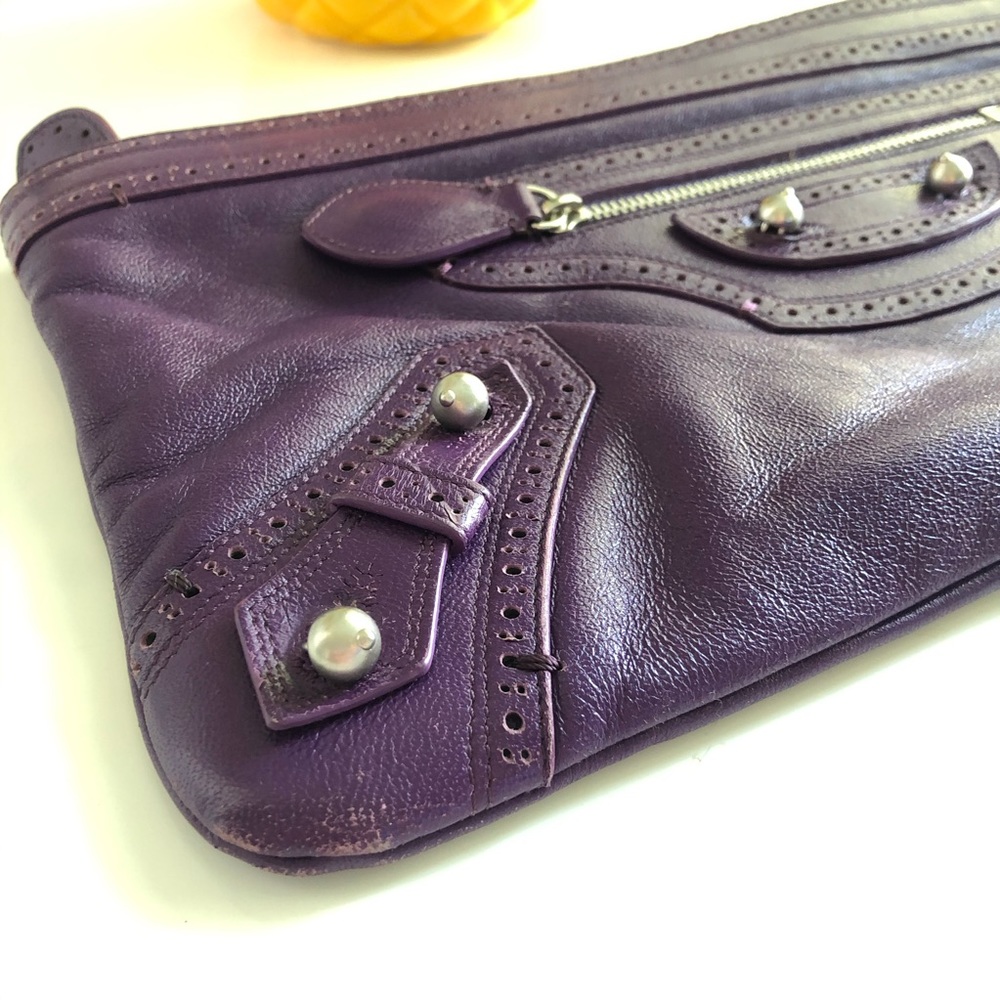 Balenciaga Purple Leather Clutch - Picture 8 of 14